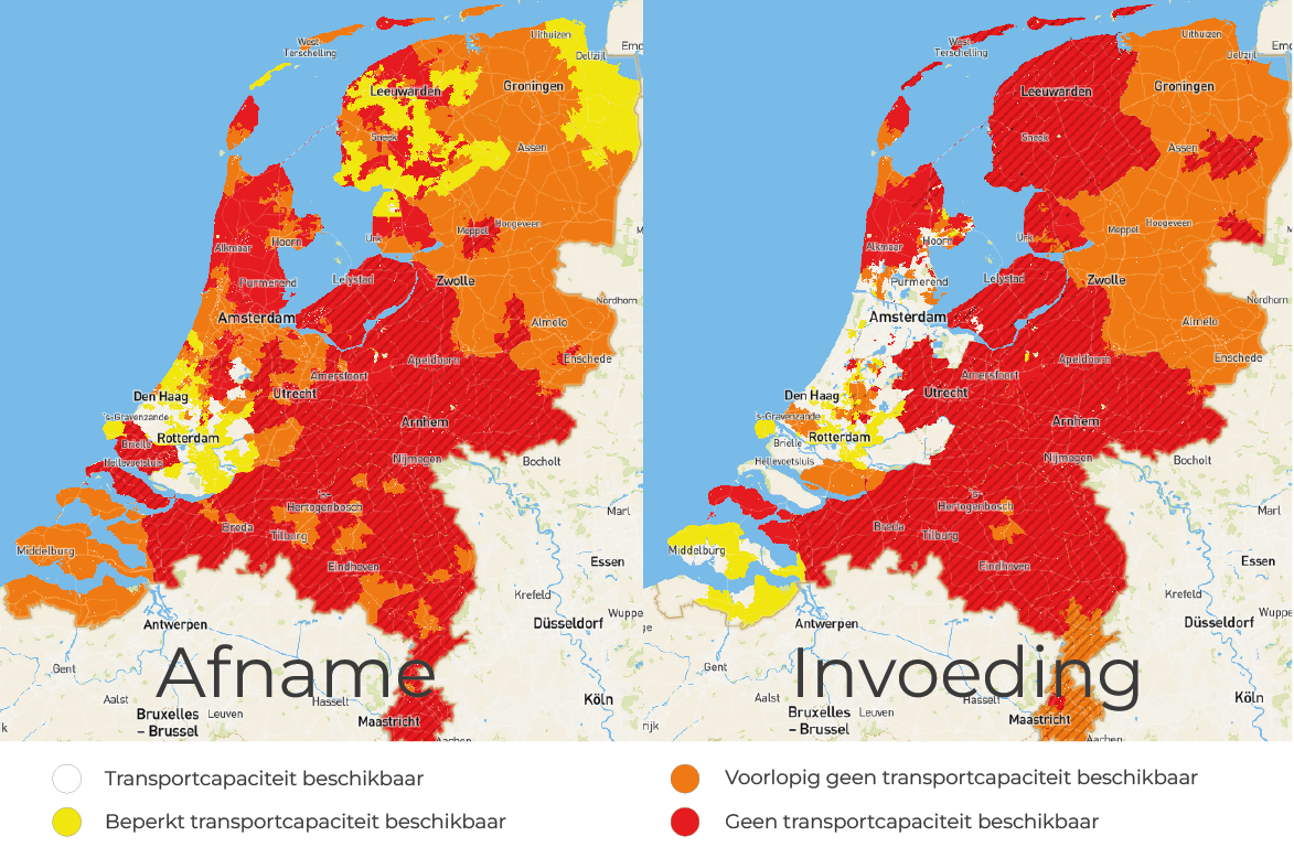 Netcongestie: Capaciteitskaart Nederland